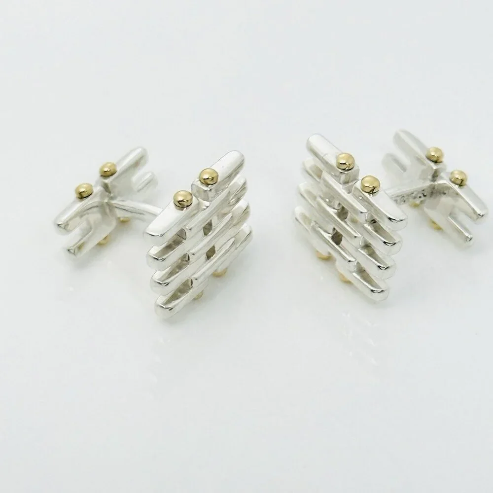 Tiffany Gatelink Cufflinks in 18K Yellow Gold and Sterling Silver